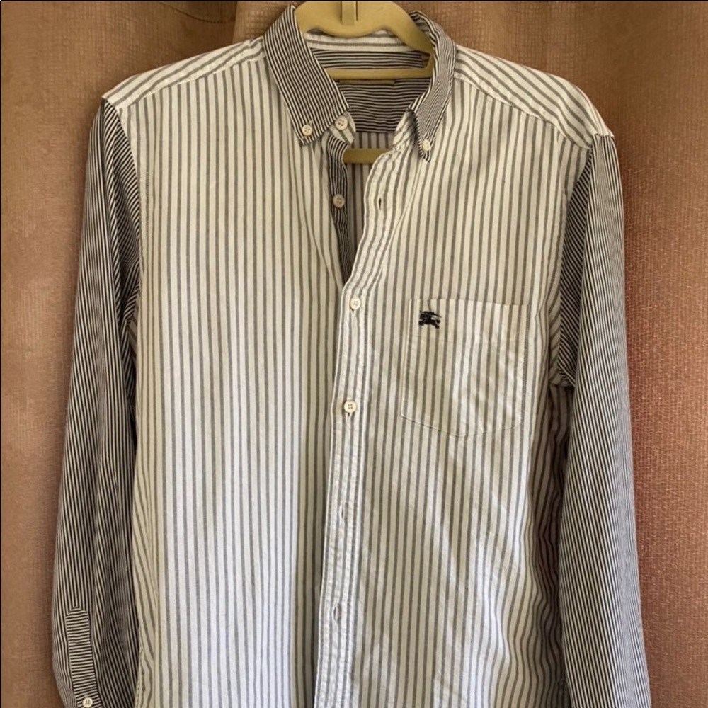 Burberry Brit Gray Striped Button Down M